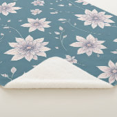 Floral Patroon op Blauwgroen achtergrond Sherpa Deken (3/4)