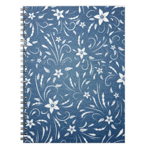 Floral patroon op denim notitieboek