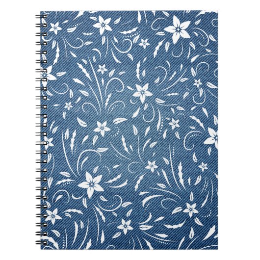 Floral patroon op denim notitieboek (Voorkant)