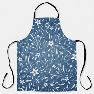 Floral patroon op denim schort