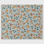  Floral Patroon op Licht Blauwe Achtergrond Cadeaupapier (Vlak)