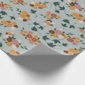  Floral Patroon op Licht Blauwe Achtergrond Cadeaupapier (Hoek)