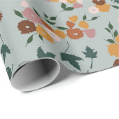  Floral Patroon op Licht Blauwe Achtergrond Cadeaupapier (Rol Hoek)