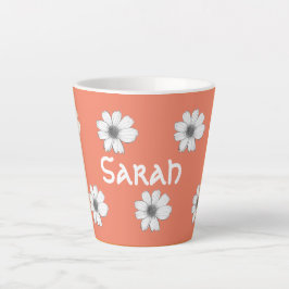 Floral patroon Oranje douanenaam Latte Mok