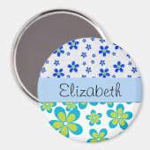 Floral Patroon, patroon van bloemen, Jouw naam Magneet (Voorkant / Achterkant)
