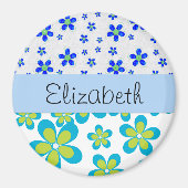 Floral Patroon, patroon van bloemen, Jouw naam Magneet (Voorkant)