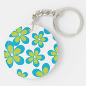 Floral Patroon, patroon van bloemen, Jouw naam Sleutelhanger (Achterkant)