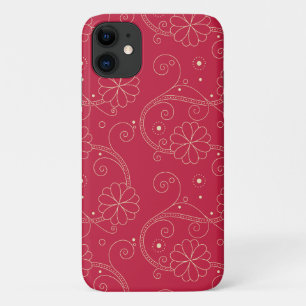 Floral Patroon, patroon van bloemen, Stippen, rood iPhone 11 Hoesje