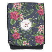 Floral patroon Red Hibiscus Monogram rugzak Rugtassen (Voorkant)