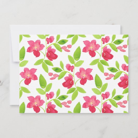 Floral Patroon rode Waterverf Bedankkaart (Achterkant)