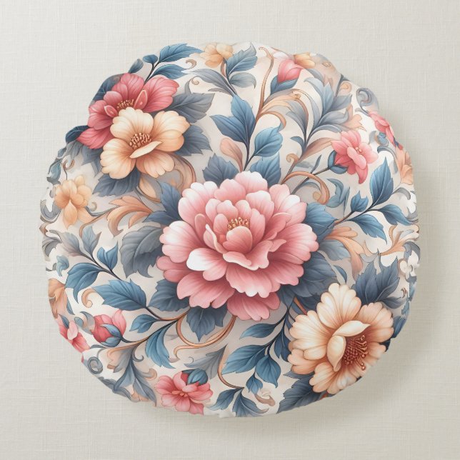 Floral patroon rond kussen (Voorkant)