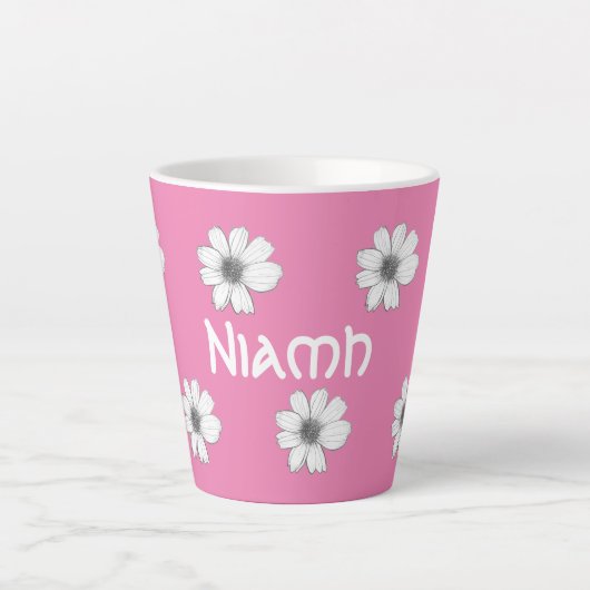 Floral patroon Roze douanenaam Latte Mok (Voorkant)
