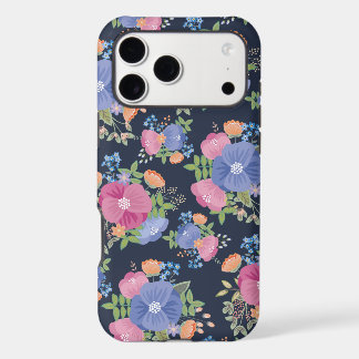 Floral Patroon - Roze Paars Donkerblauw