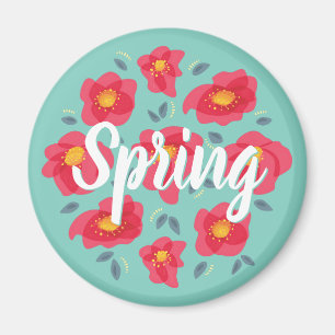 Floral Patroon roze petals Aangepaste tekst Magneet