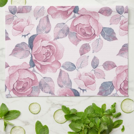 Floral patroon.  rozen theedoek (Gevouwen)