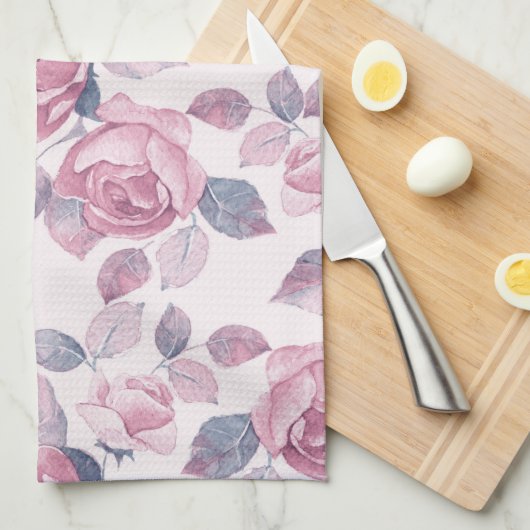 Floral patroon.  rozen theedoek (Quarter Fold)