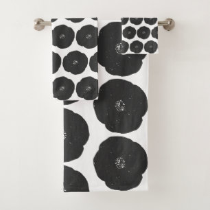Floral-patroon van Black and White Retro Bad Handdoek