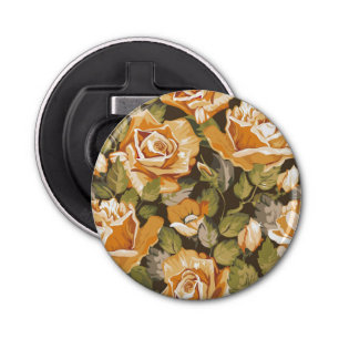  Floral patroon van gele rozen Button Flesopener