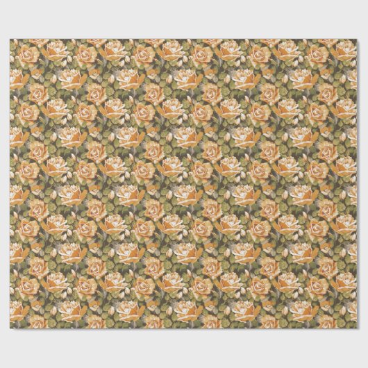 Floral patroon van gele rozen Cadeaupapier (Vlak)