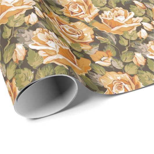 Floral patroon van gele rozen Cadeaupapier (Rol Hoek)