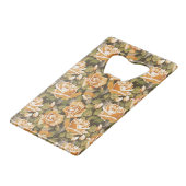 Floral patroon van gele rozen Creditkaart Flessenopener (Achterkant Gekanteld)