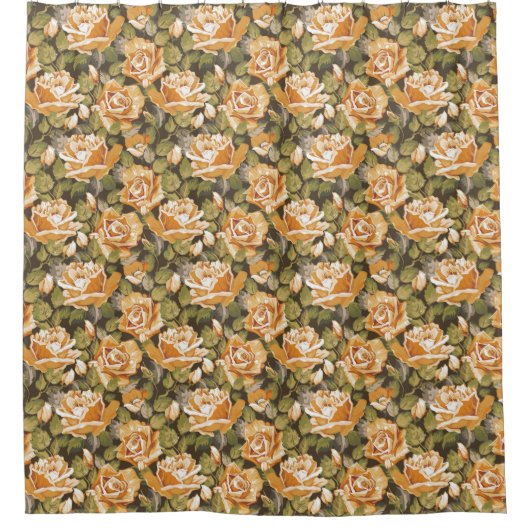  Floral patroon van gele rozen Douchegordijn (Voorkant)