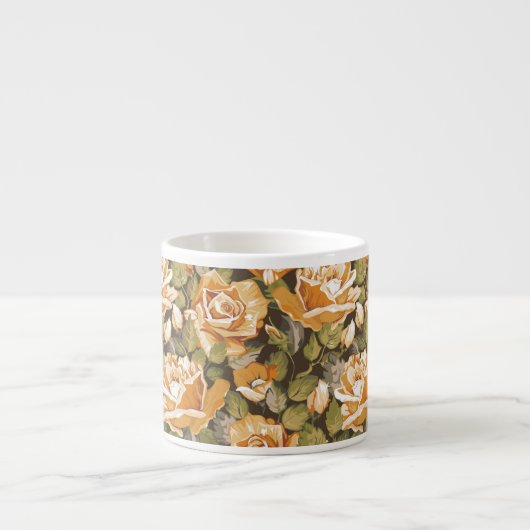  Floral patroon van gele rozen Espresso Kop (Voorkant)