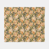  Floral patroon van gele rozen Fleece Deken (Voorkant (Horizontaal))