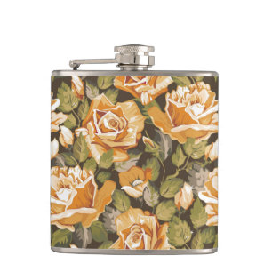 Floral patroon van gele rozen Heupfles