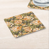  Floral patroon van gele rozen Kartonnen Onderzetters (Schuin)