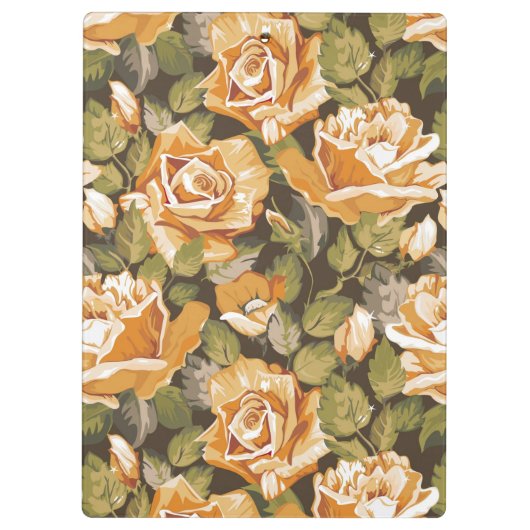  Floral patroon van gele rozen Klembord (Achterkant)