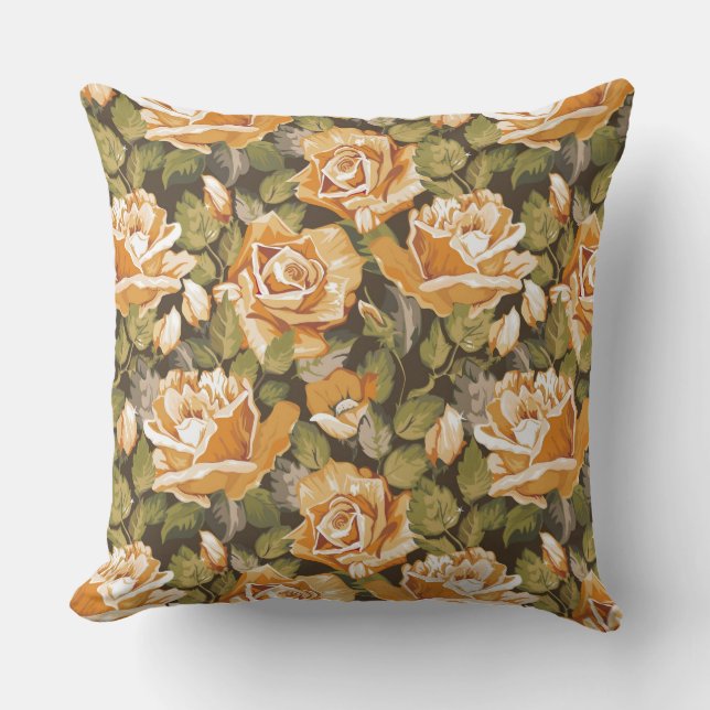  Floral patroon van gele rozen Kussen (Voorkant)