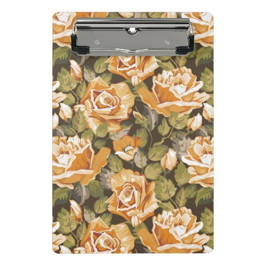  Floral patroon van gele rozen Mini Klembord (Voorkant)