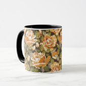 Floral patroon van gele rozen Mok (Voorkant links)