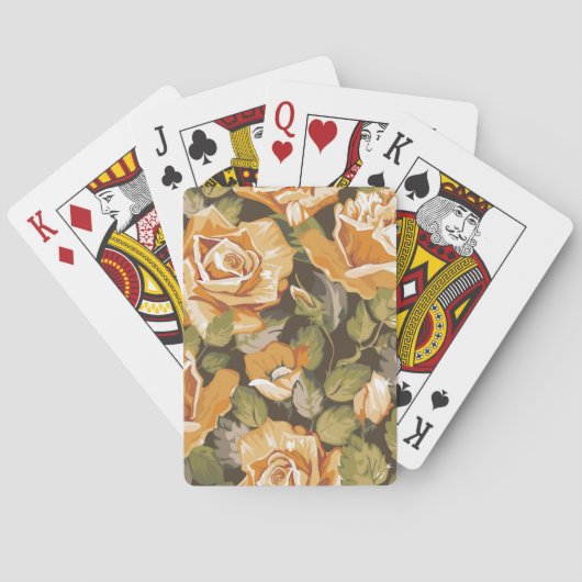  Floral patroon van gele rozen Pokerkaarten (Achterkant)