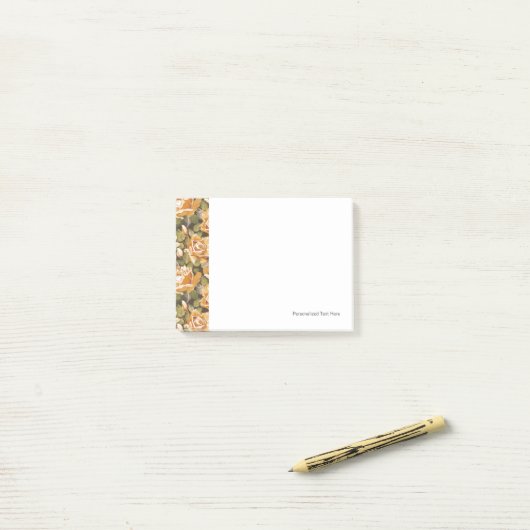  Floral patroon van gele rozen Post-it® Notes (Op bureau)
