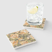  Floral patroon van gele rozen Stenen Onderzetter (Zijkant)