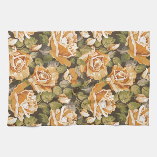  Floral patroon van gele rozen Theedoek (Horizontaal)