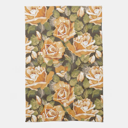  Floral patroon van gele rozen Theedoek (Verticaal)