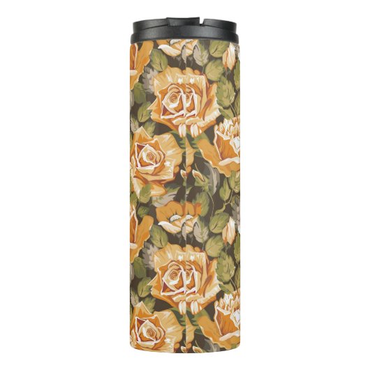  Floral patroon van gele rozen Thermosbeker (Achterkant)