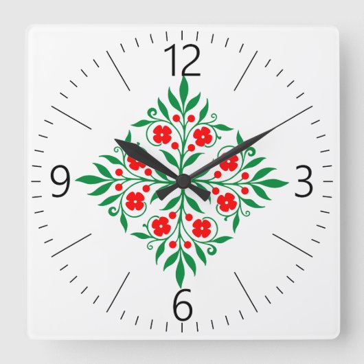 Floral patroon vierkante klok (Voorkant)