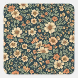 Floral patroon vierkante sticker