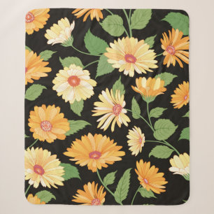 Floral patroon. Vloeiend marigold naadloze backgro Sherpa Deken