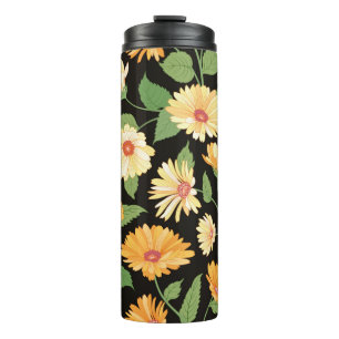 Floral patroon. Vloeiend marigold naadloze backgro Thermosbeker