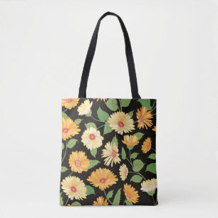 Floral patroon. Vloeiend marigold naadloze backgro Tote Bag