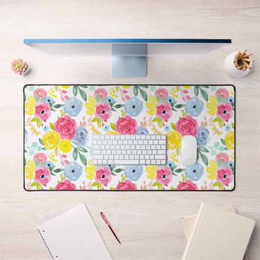 Floral Patroon voor heldere kleurrijke Waterverf Bureaumat (Kantoor 1)