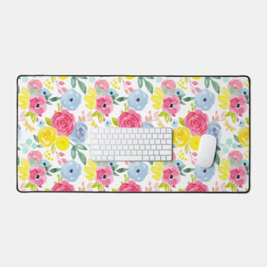 Floral Patroon voor heldere kleurrijke Waterverf Bureaumat (Keyboard & Muis)