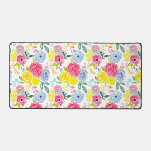 Floral Patroon voor heldere kleurrijke Waterverf Bureaumat (Voorkant)
