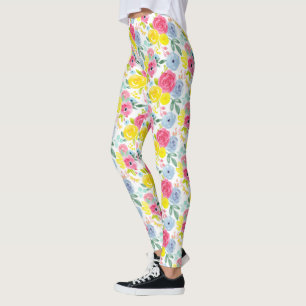 Floral Patroon voor heldere kleurrijke Waterverf Leggings