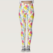 Floral Patroon voor heldere kleurrijke Waterverf Leggings (Voorkant)